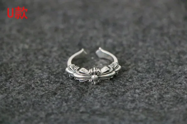 Design U-Shape Floral Silver Ring Jewelry - 1