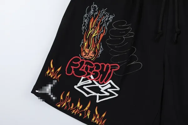 Cactus Jack Flame Graphic Drawstring Shorts Black - 7