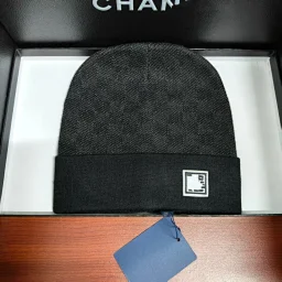 thumbnail for Letters, correct version, cross-border foreign trade, autumn and winter, old flowers, checks, wool, net red, versatile, cold hats, warm leather labels, knitted hats