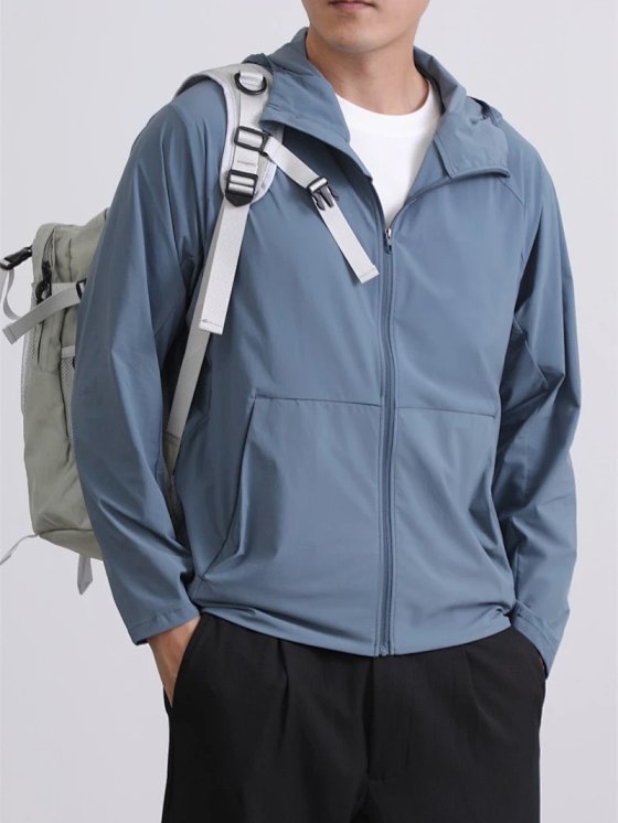 Pace Breaker Men's Summer Skincare Lulu Men's Lightweight Jacket Outdoor Sunscreen Hoodie Windbreaker