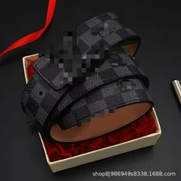 thumbnail for 跨境男士腰带真皮格子纹v扣经典潮流百搭商务工厂厂家直发