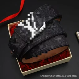 thumbnail for 跨境男士腰带真皮格子纹v扣经典潮流百搭商务工厂厂家直发