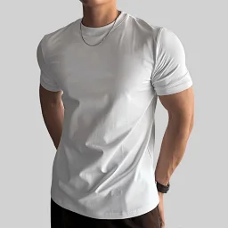 thumbnail for 美式运动健身衣服收口短袖t恤男纯棉训练修身透气弹力显肌肉夏季