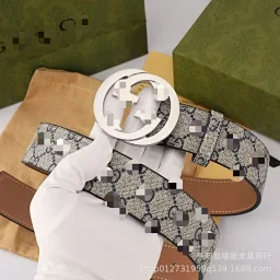 thumbnail for 新款韩版皮带男双G平滑扣真皮腰带字母时尚潮流百搭裤带厂家直销