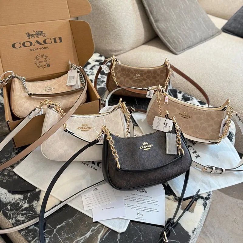 2025 Coach New Teri Classic Monogram Underarm Bag Fashion Shoulder Handbag Crossbody Crescent Mahjong Women's Bag