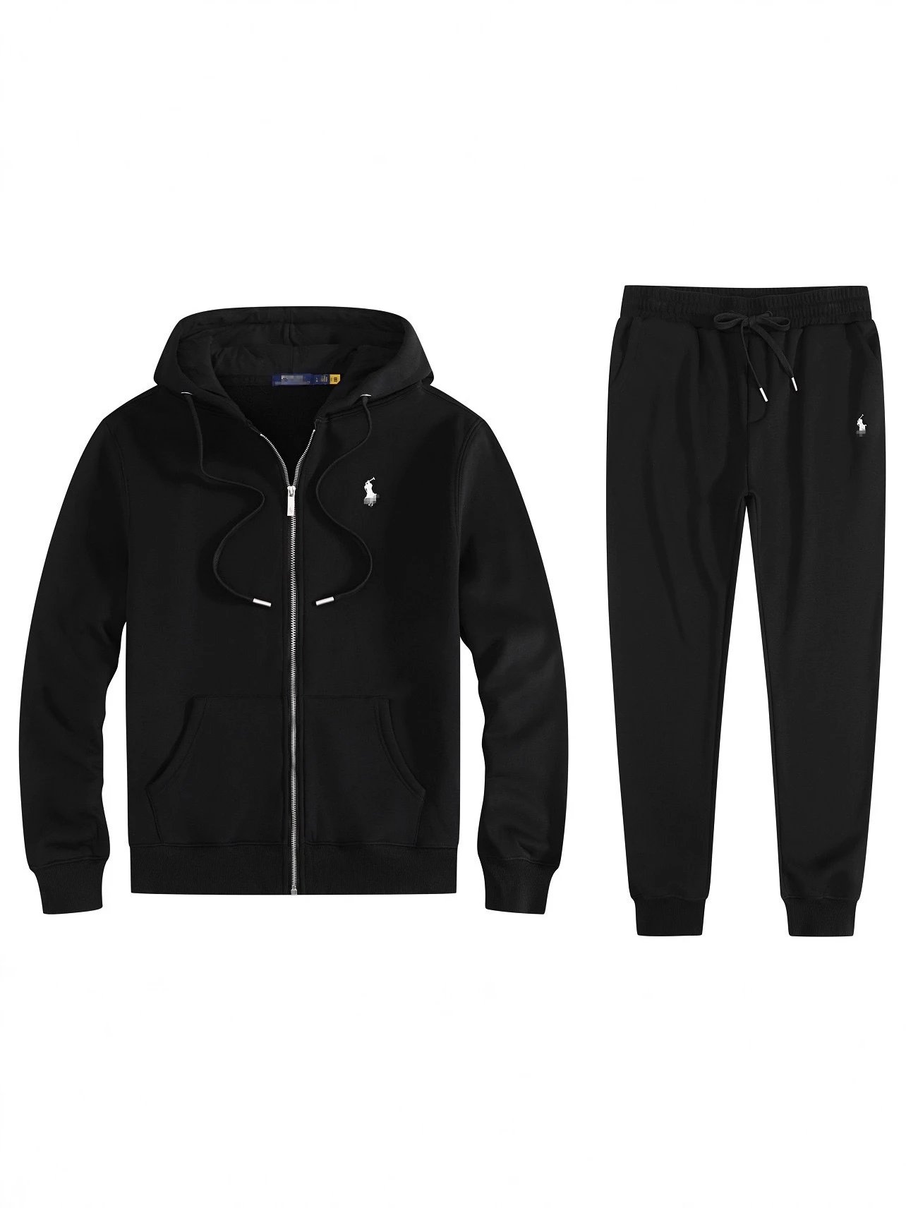 Factory Direct RL Pony Fleece Hooded Zip-Up Sweatshirt for Men with Trousers Set -Trending