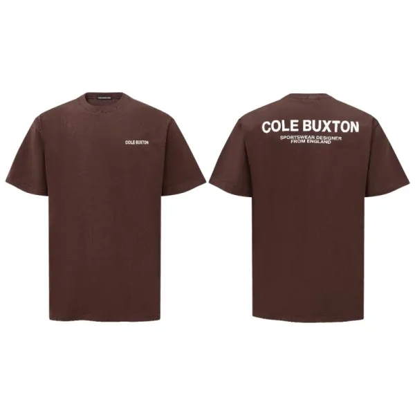 Cole Buxton Logo Print Brown T-Shirt - 1