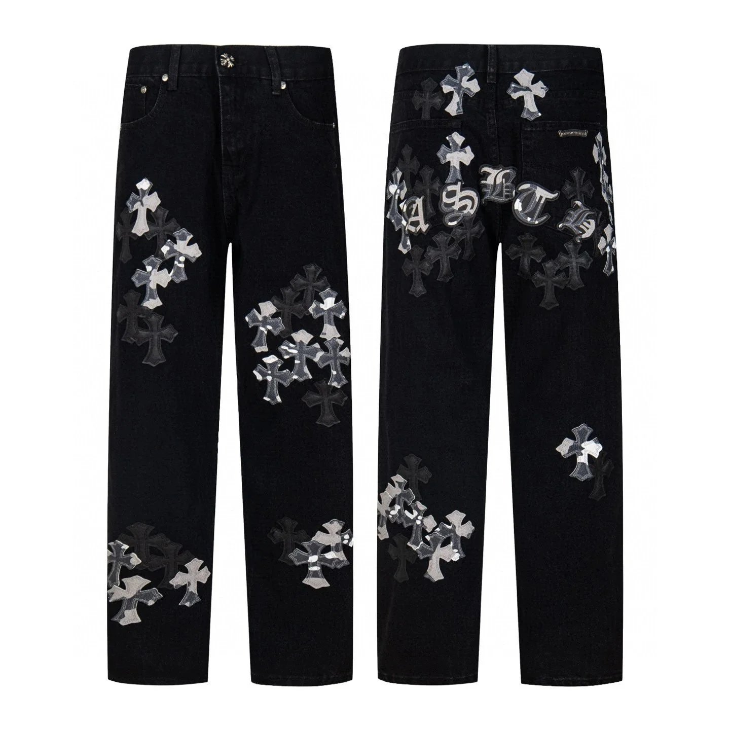 Chrome Hearts Cross Patch Denim Jeans Blue
