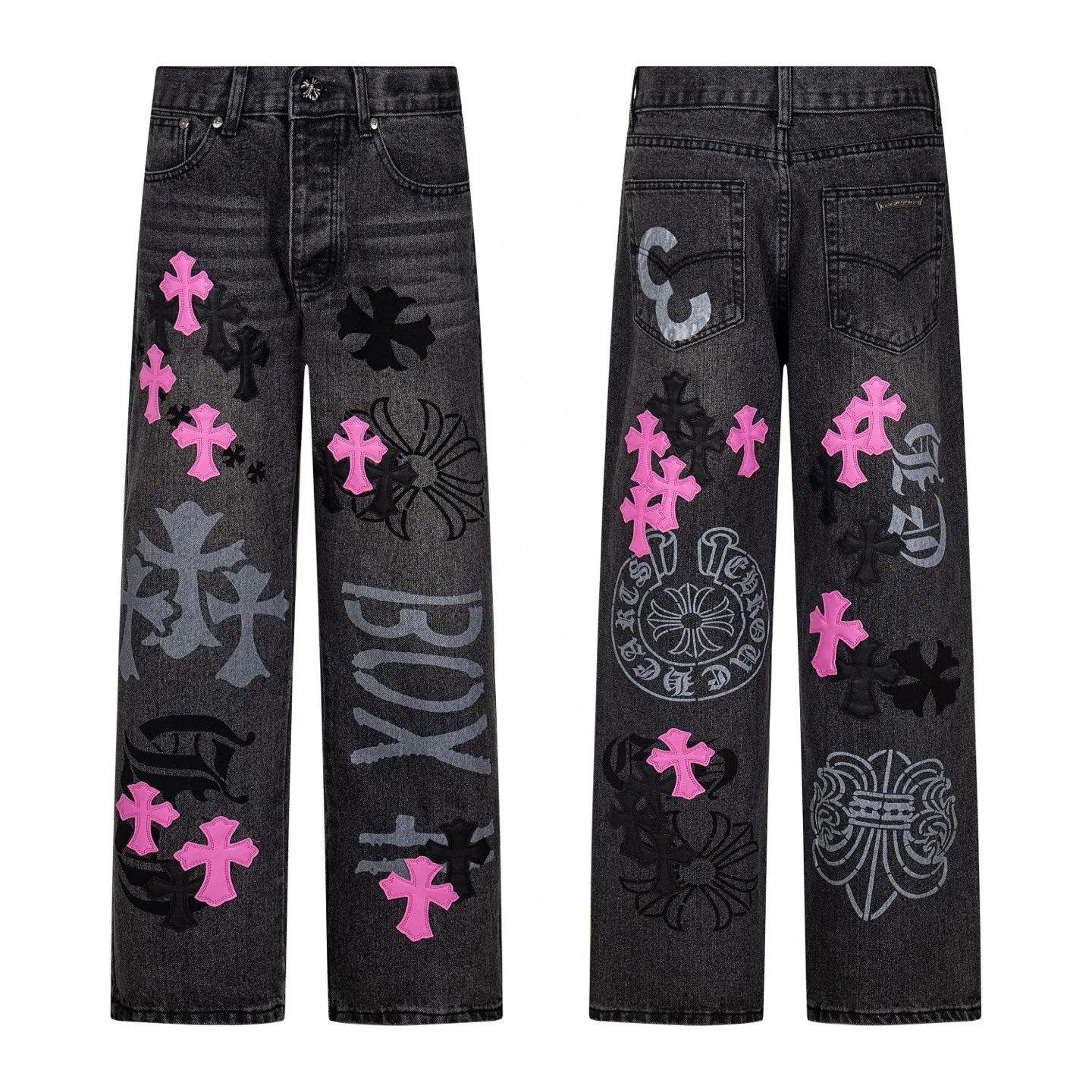 Chrome Hearts Cross Patch Denim Jeans Blue