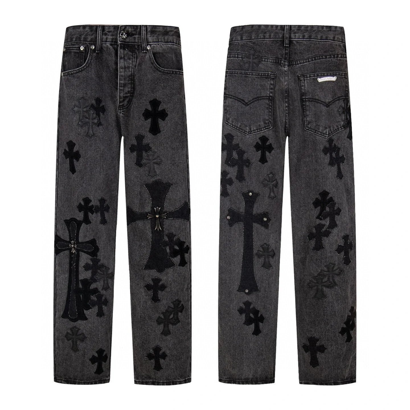 Chrome Hearts Cross Patch Denim Jeans Blue