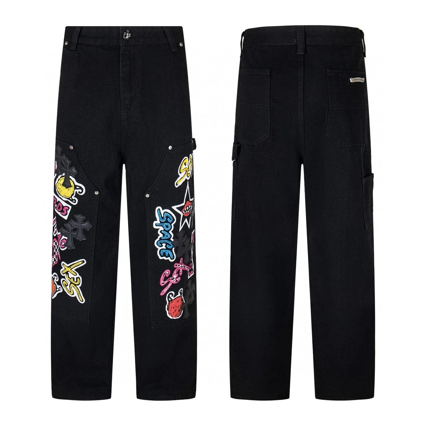 Chrome Hearts Cross Patch Denim Jeans Blue
