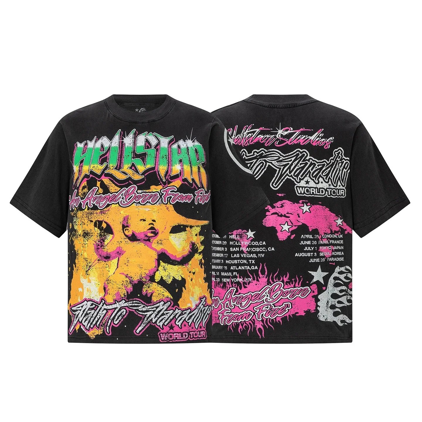 Hellstar No Angel Born From Fire Tour Tee Black