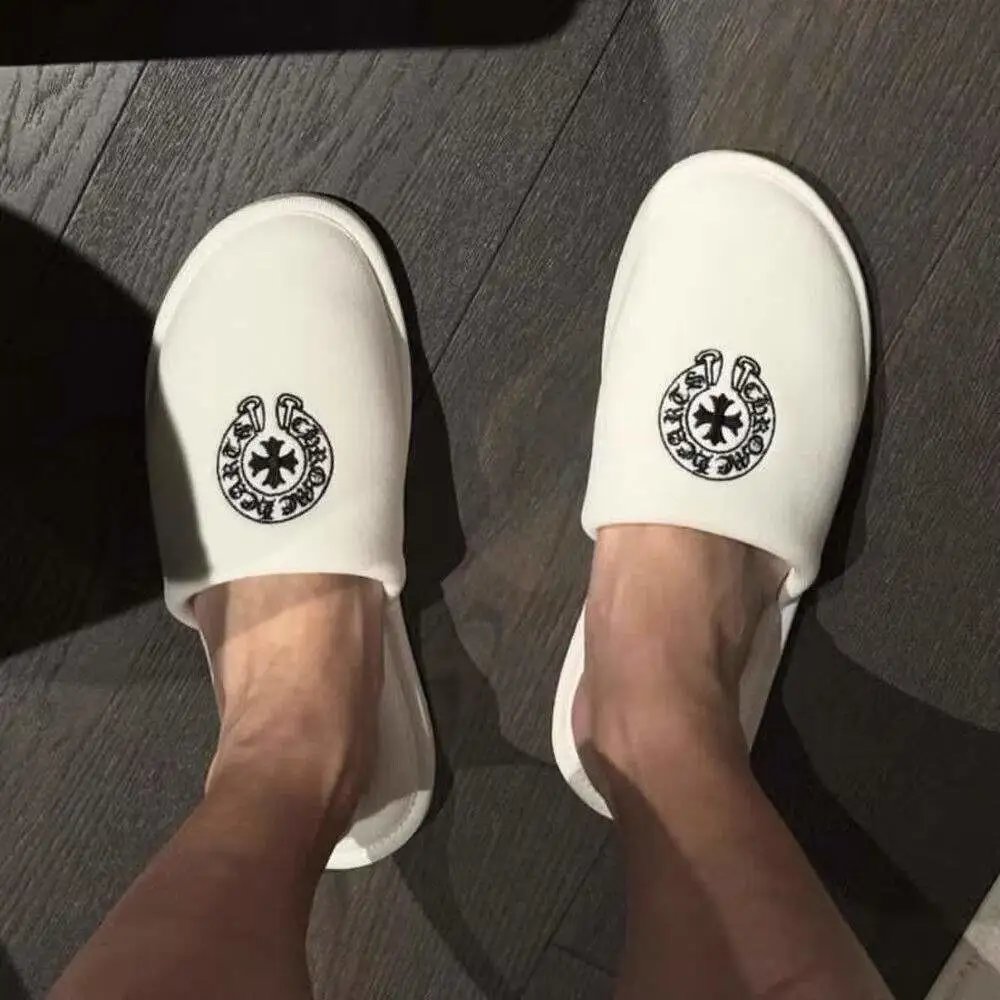 Chrome Hearts Embroidered Hotel Slippers White