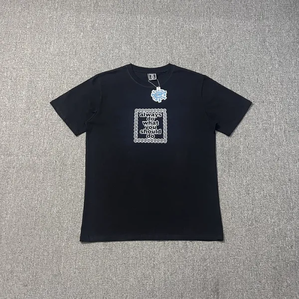Design Graffiti Script Print Black T-Shirt - 20
