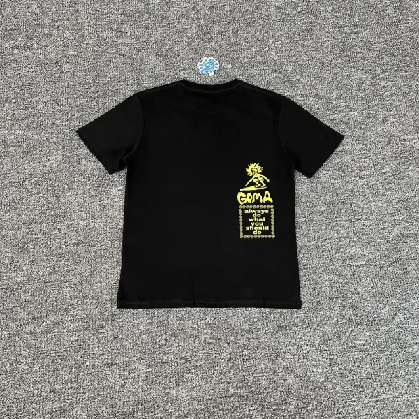 Design Graffiti Script Print Black T-Shirt - 38