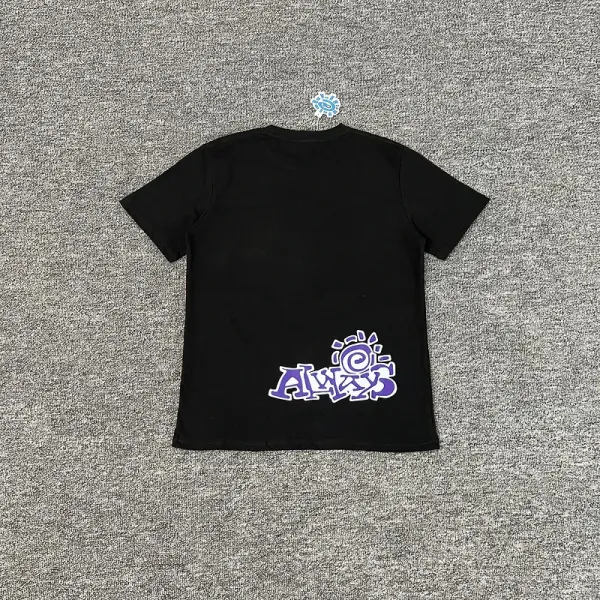 Design Graffiti Script Print Black T-Shirt - 35