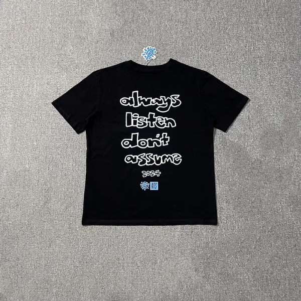 Design Graffiti Script Print Black T-Shirt - 7