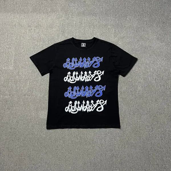 Design Graffiti Script Print Black T-Shirt - 14