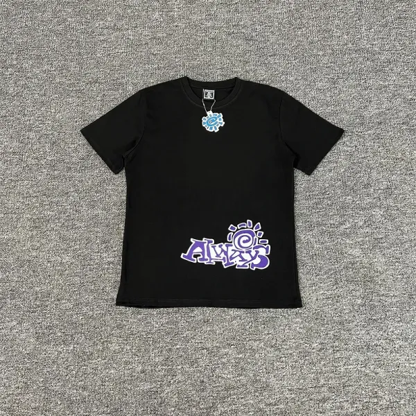 Design Graffiti Script Print Black T-Shirt - 34