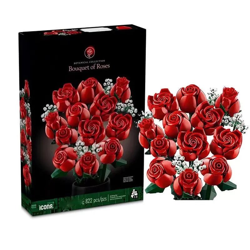 Chinese Building Blocks Flower Bouquet Baby's Breath Rose 10328 STEM Toy Valentine's Day Gift for Girls Kids