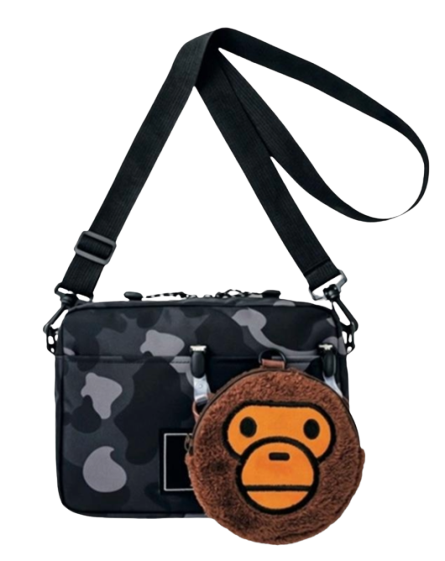 Borsa Allegato Rivista Giapponese, Borsa Porta Telefono Camouflage Ape di Marca Trendy, Borsa a Tracolla, Portamonete Testa di Scimmia, Set di Due Pezzi