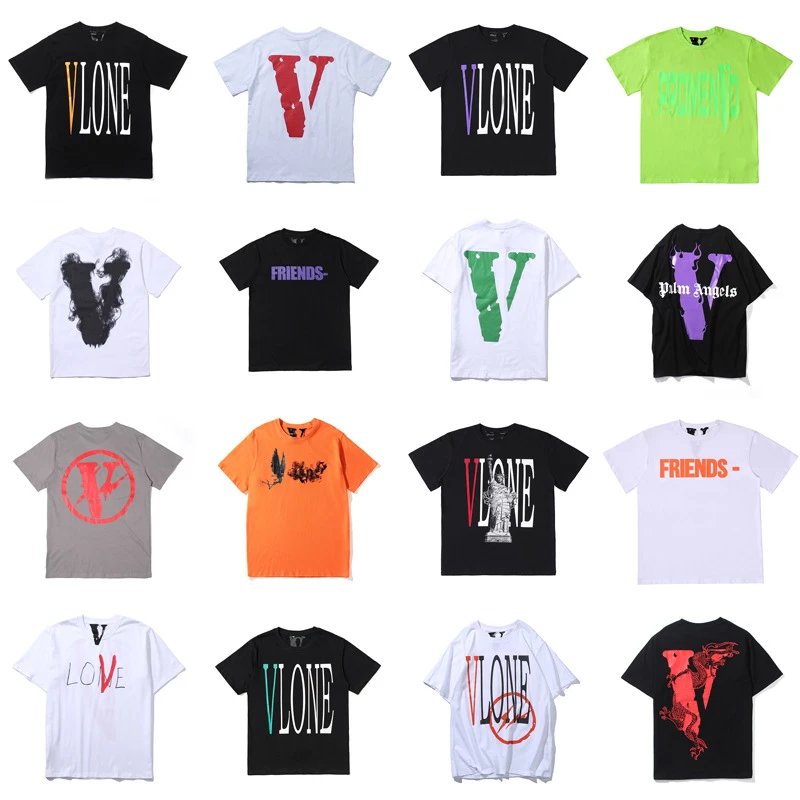FRIES Edison Chen Same Style Chinese Dragon Smoke LOVE Lightning Black-Orange Large V-Neck Short Sleeve Unisex T-Shirt