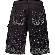 Birth of Royal Child Laser Full-Embellished Denim Shorts American High Street Born Cropped Pants Niche CB