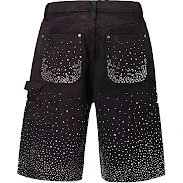 Birth of Royal Child Laser Full-Embellished Denim Shorts American High Street Born Cropped Pants Niche CB
