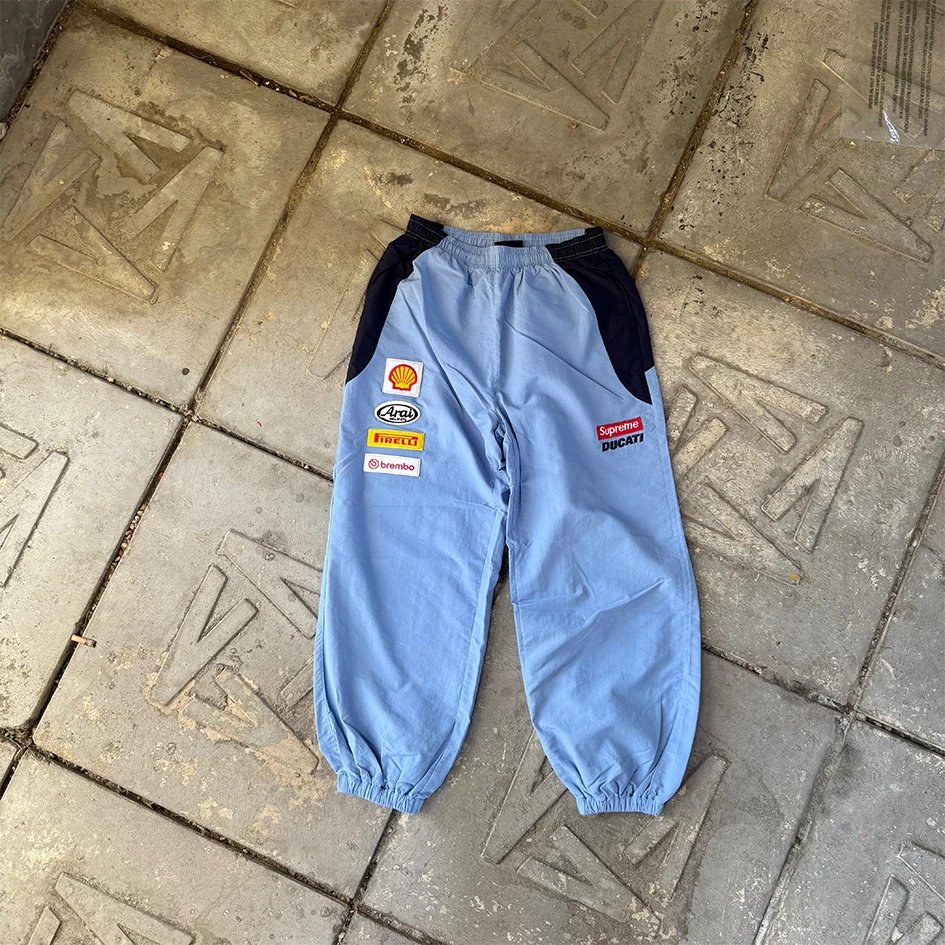 Supreme Hoodies & Sweatshirts Logo Hoodie with Contrast Stitching — Blue/Leather Pants