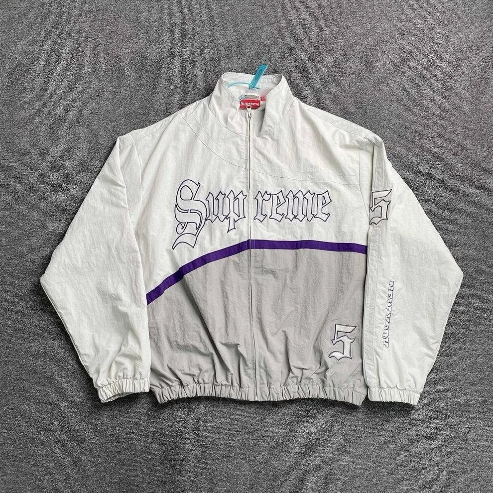 Supreme Hoodies & Sweatshirts Logo Hoodie with Contrast Stitching — Gray/Logo Top