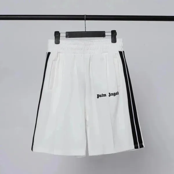 Palm Angels Track Shorts White with Black Stripes - 1