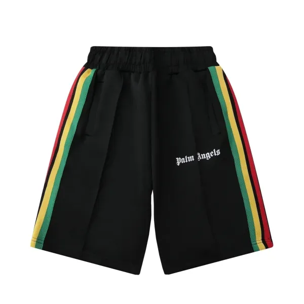 Palm Angels Track Shorts Black with Rasta Stripes Shorts - 1