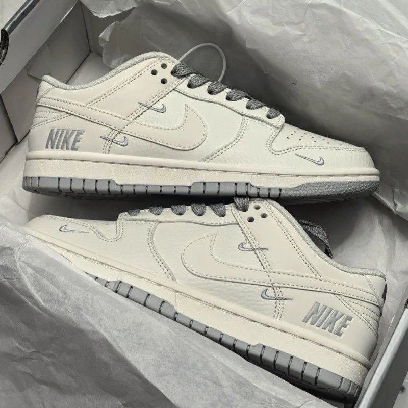 Co-branded off-white and gray three-hook low-top campus men’s and women’s casual sneakers for couples