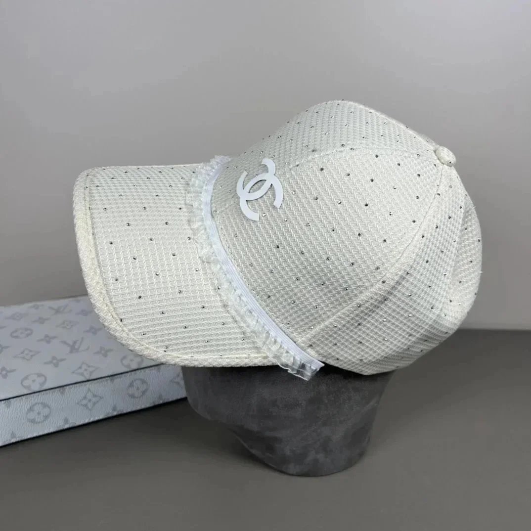 Chanel Hats Logo-Embroidered Baseball Caps and Bow Straw — 36