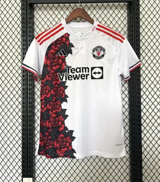 Adidas x Manchester United 2023-24 Third Jersey White with Red Rose Print - 1