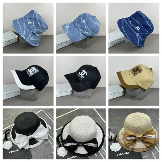 Chanel Hats Logo-Embroidered Baseball Caps and Bow Straw product detail image 1