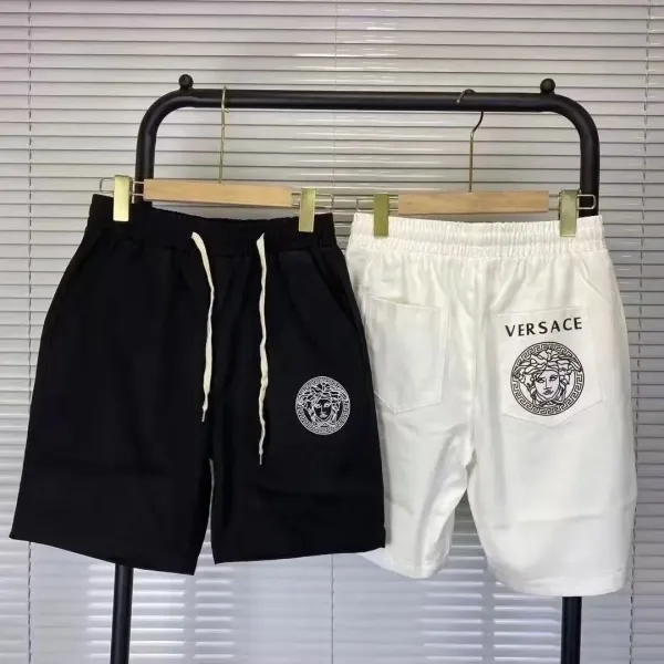 Versace Medusa Logo Drawstring Shorts Black and White - 1