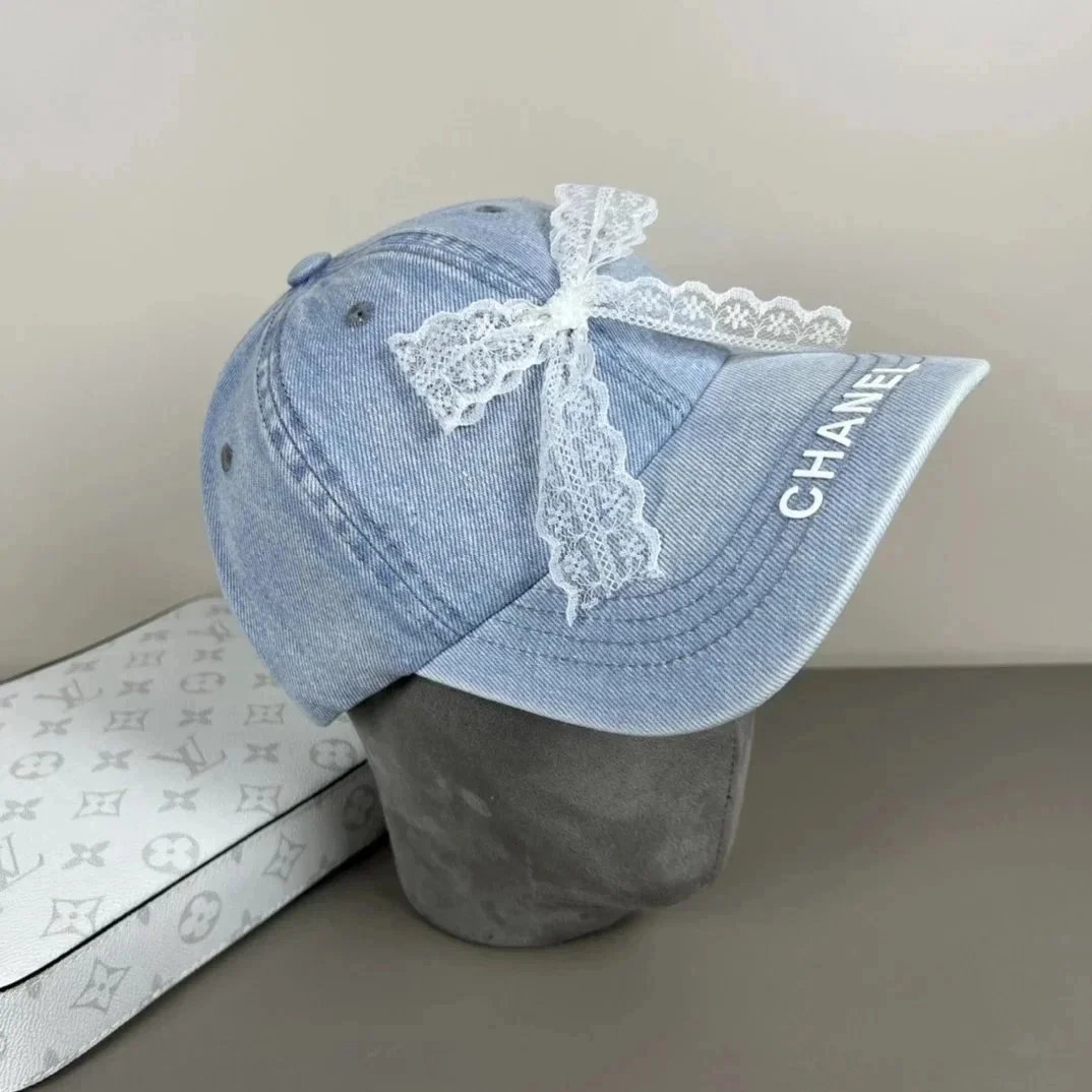 Chanel Hats Logo-Embroidered Baseball Caps and Bow Straw — 24