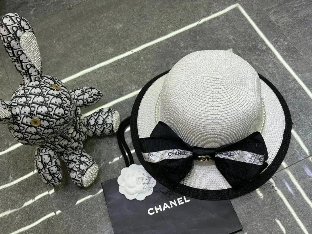 Chanel Hats Logo-Embroidered Baseball Caps and Bow Straw — 1 (Ships first to collectors)