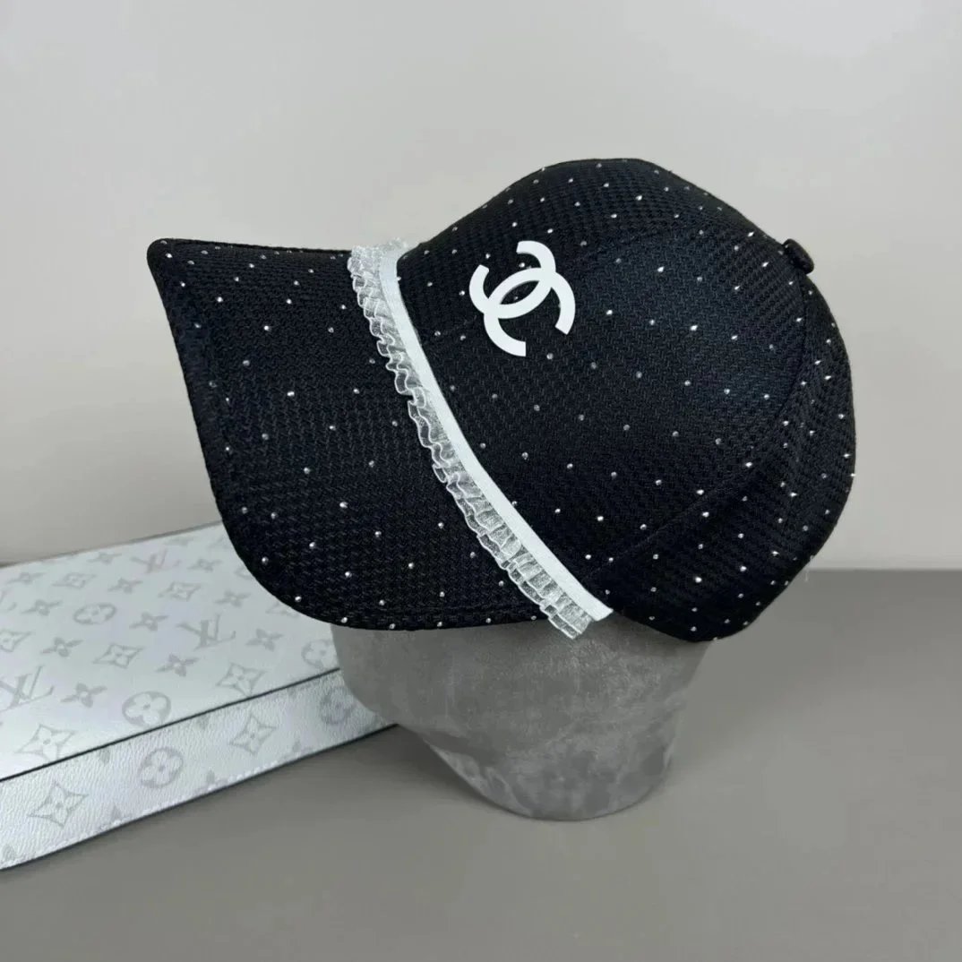 Chanel Hats Logo-Embroidered Baseball Caps and Bow Straw — 34