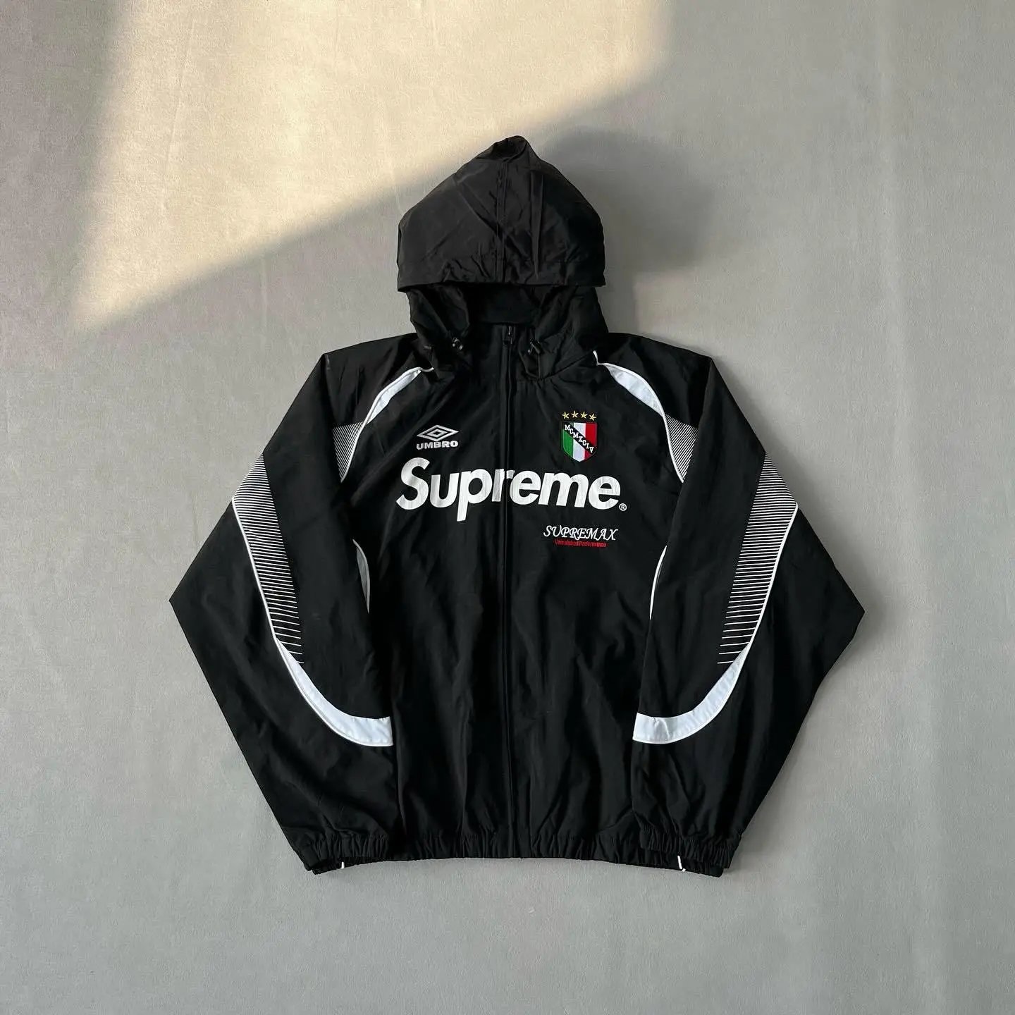 Supreme Hoodies & Sweatshirts Logo Hoodie with Contrast Stitching — Black/soccer top