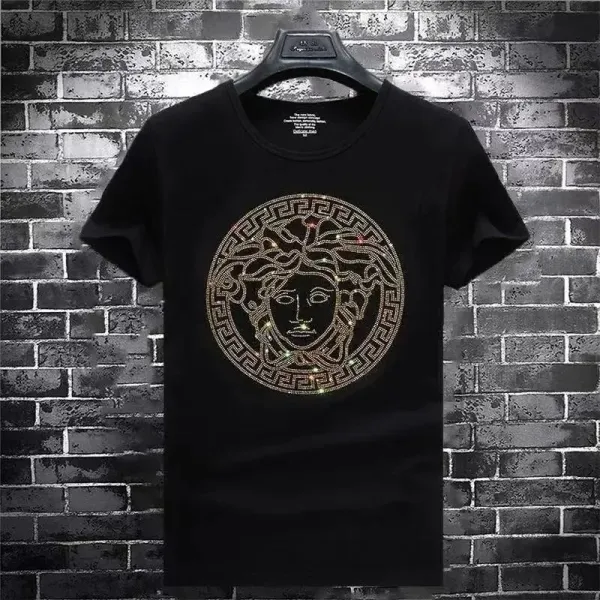Versace Medusa Crystal-Embellished Black T-Shirt - 1