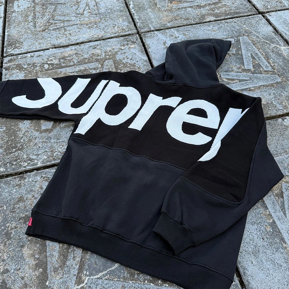 Supreme Hoodies & Sweatshirts Logo Hoodie with Contrast Stitching — Black/Hoodie with Back Label