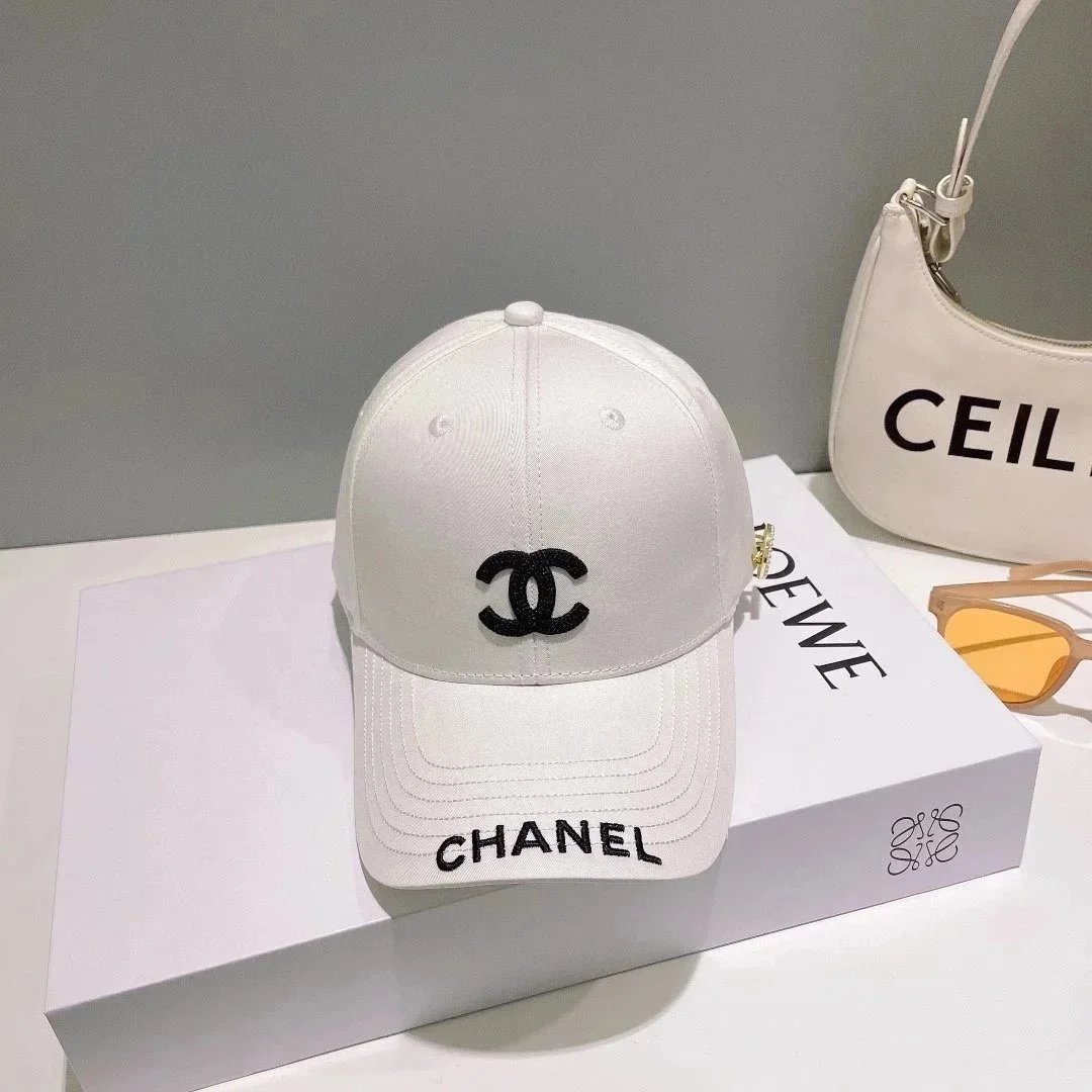 Chanel Hats Logo-Embroidered Baseball Caps and Bow Straw — 12