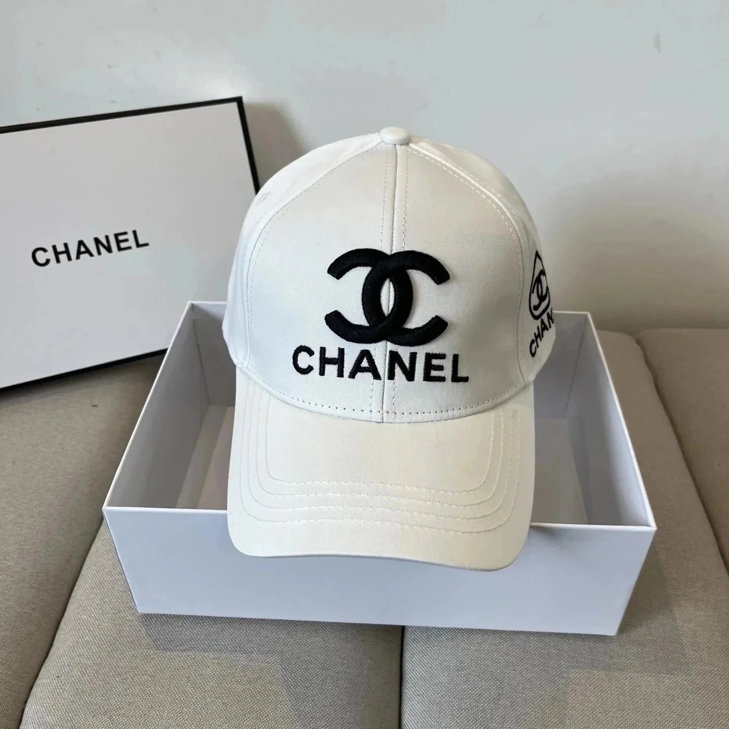 Chanel Hats Logo-Embroidered Baseball Caps and Bow Straw — 17