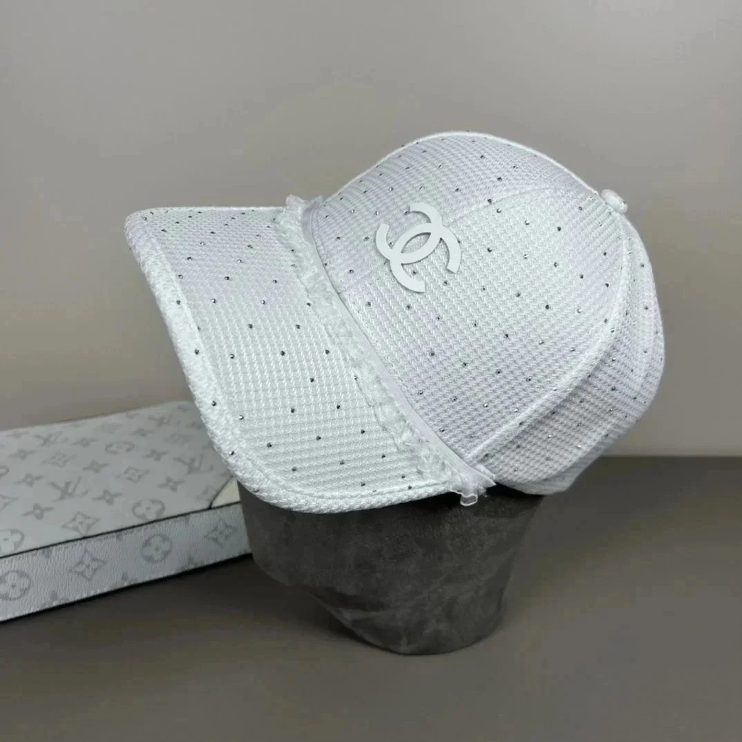 Chanel Hats Logo-Embroidered Baseball Caps and Bow Straw — 35