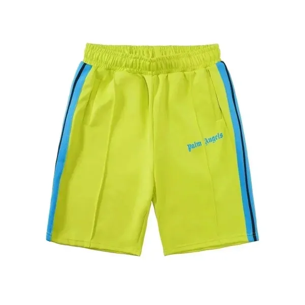 Palm Angels Track Shorts Lime Green with Blue Stripes - 1