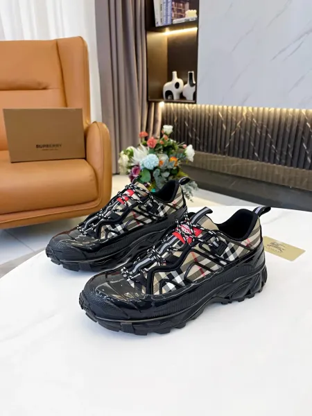 Burberry Archive Check Detail Leather and Suede Sneakers White - 11