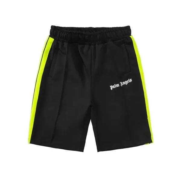 Palm Angels Track Shorts Black with Neon Yellow Stripes Shorts - 1