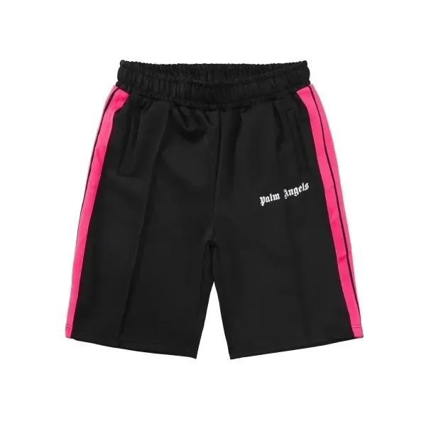 Palm Angels Track Shorts Black with Neon Pink Stripes - 1